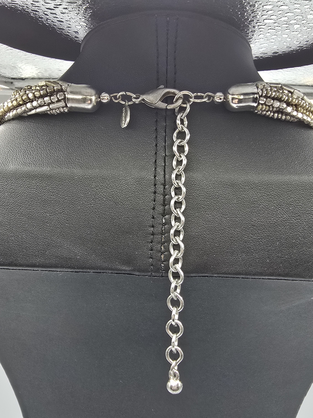 Chico’s Multi Strand Seed Bead Necklace Mixed Metal Gold Silver Tone Adjustable - Picture 2 of 10
